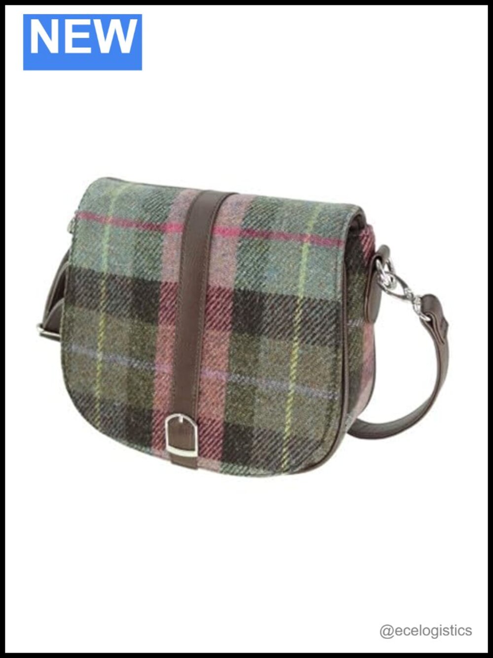 Genuine Womens Harris Tweed Wool Shoulder Bag with Adjustable Strap & Crossbody